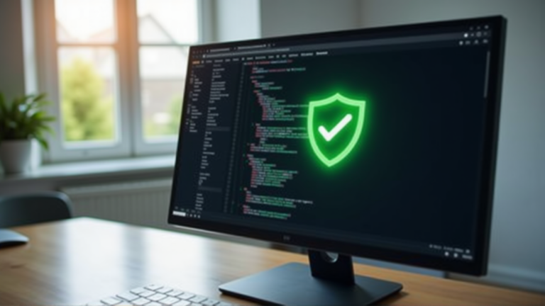 Laptop mit Sicherheitsschild-Symbol auf dem Bildschirm – WordPress Website schützen