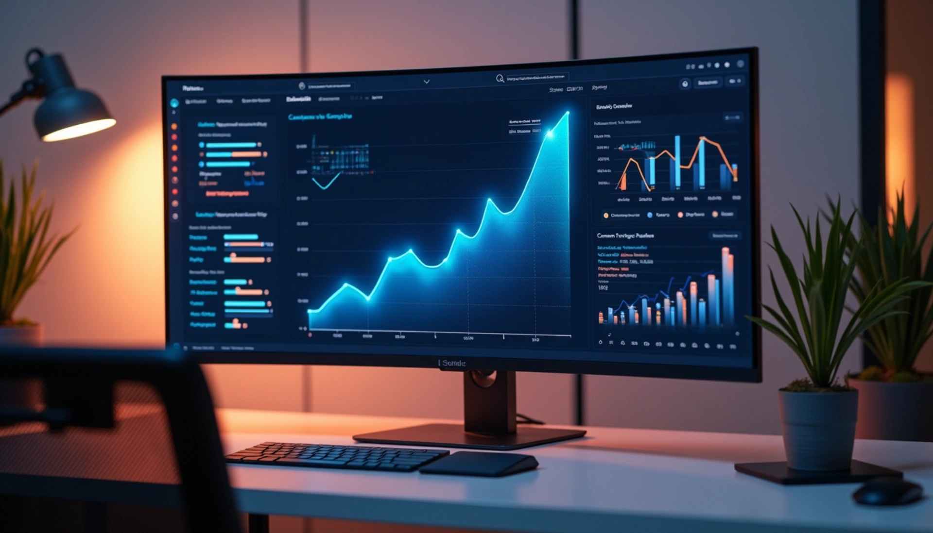 Automatische Blogbeiträge – SEO-Dashboard mit Wachstumskurve
