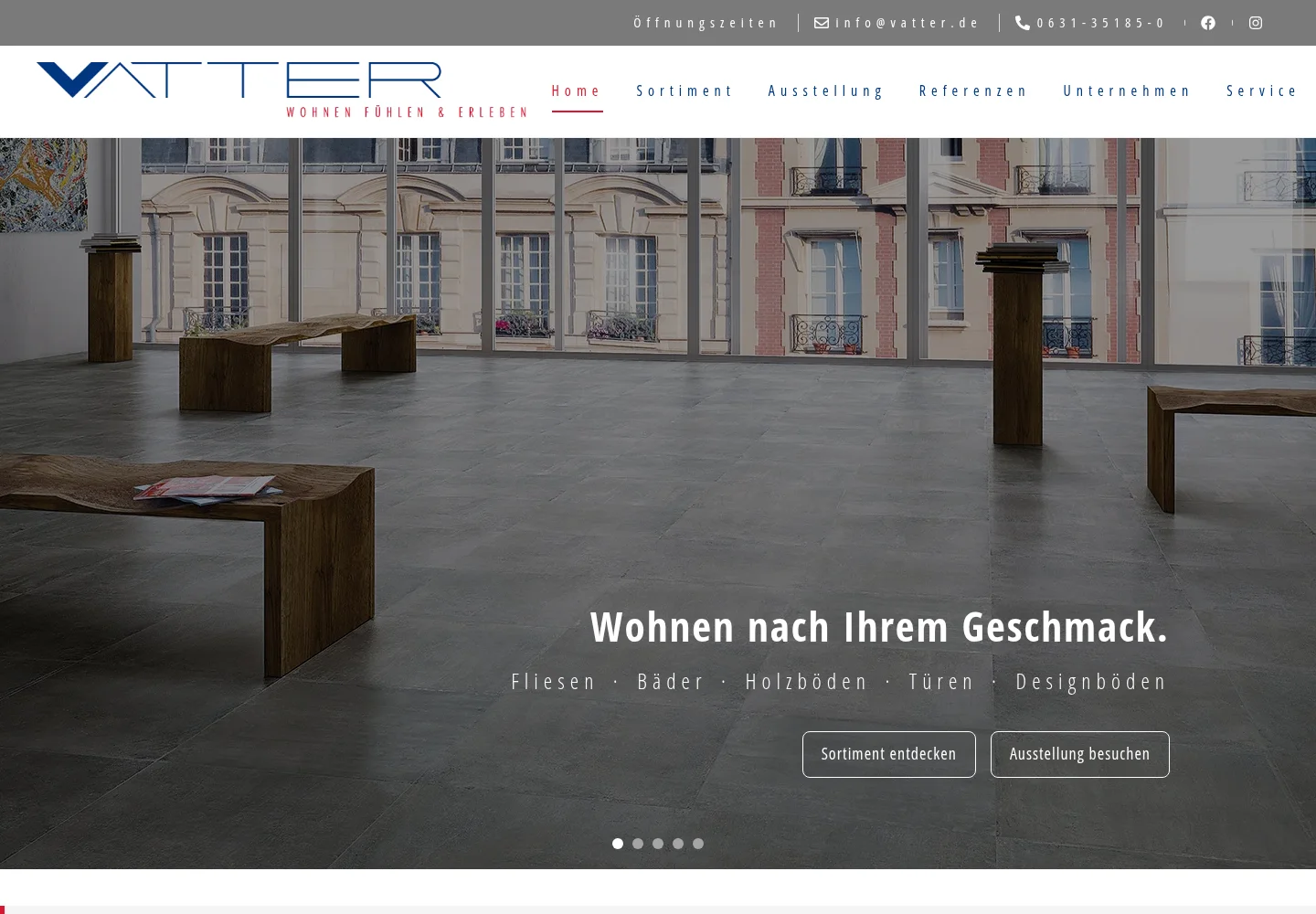 Beispiel-Website von VATTER als Ausgangspunkt für die drei Automatisierungsideen