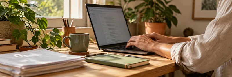 Illustration: E-Mails und Belege am Laptop bearbeiten