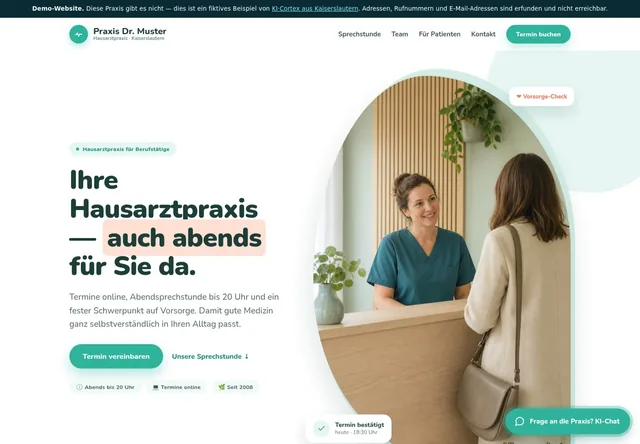 Fiktive Demo-Website: Arztpraxis