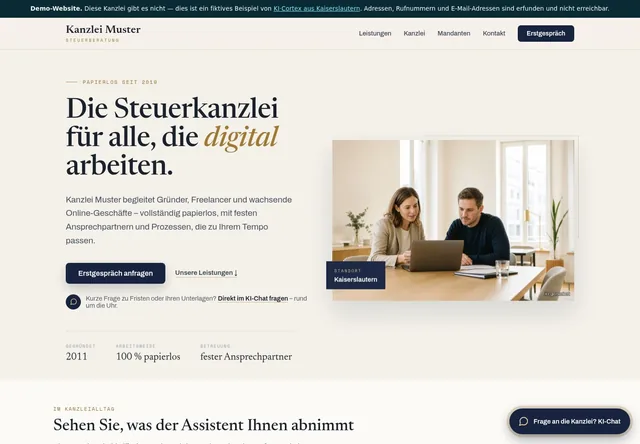 Fiktive Demo-Website: Steuerkanzlei